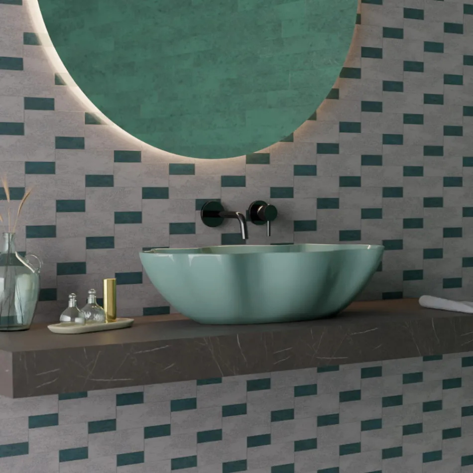 Lavaman tavani me ngjyra qeramike me finitura të ndryshme L 65 cm - Kub Viadurini