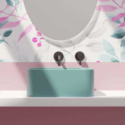 Lavaman qeramike countertop me mbetje të përfshira Made in Italy - Kuti Viadurini