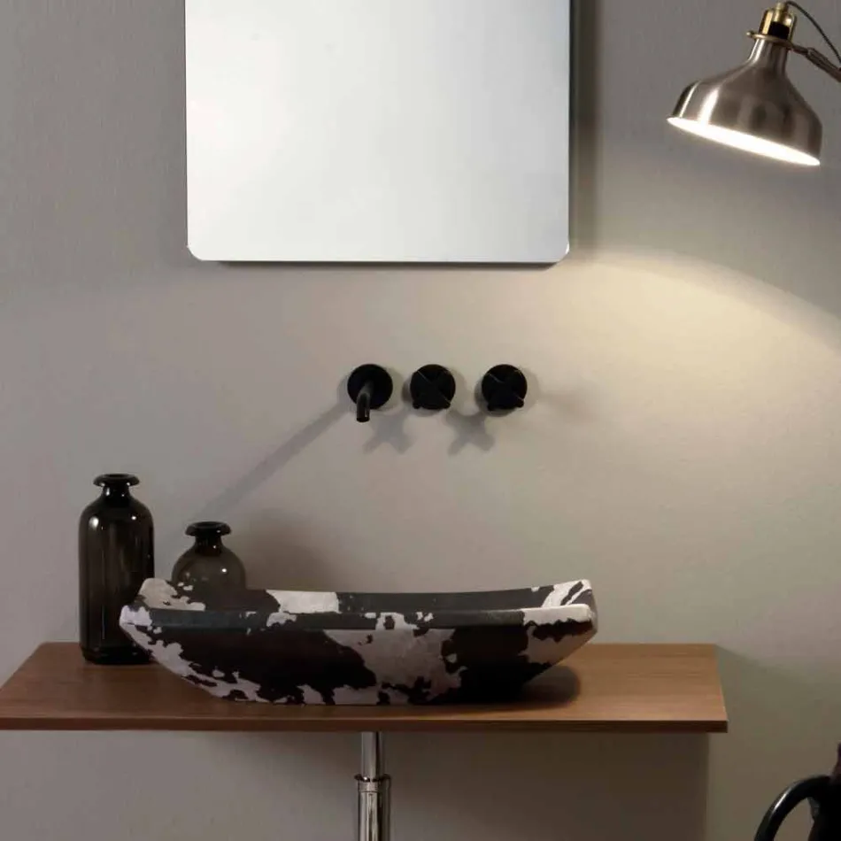 Lavaman countertop në qeramikë të ndotur të dizajnit të bërë në Itali Laura Viadurini