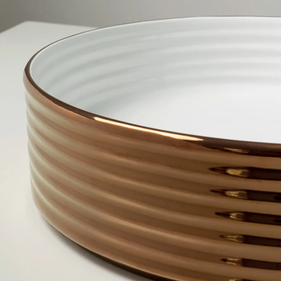 Lavaman për Banak në Qelq Porcelani të Valëzuar, Prodhuar në Itali - Vibrazione Viadurini