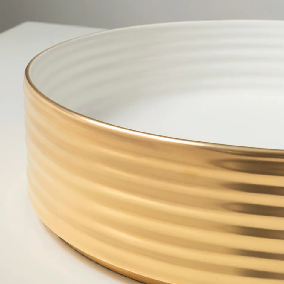 Lavaman për Banak në Qelq Porcelani të Valëzuar, Prodhuar në Itali - Vibrazione Viadurini