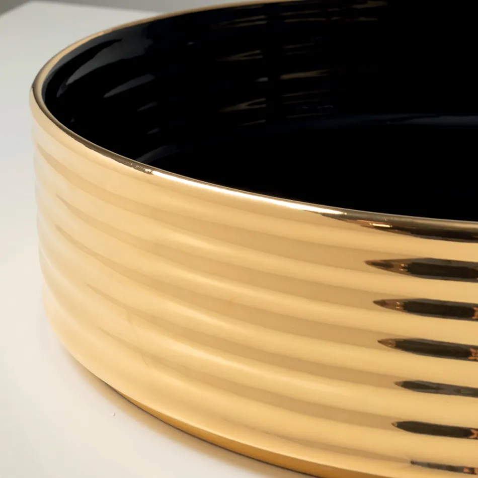 Lavaman për Banak në Qelq Porcelani të Valëzuar, Prodhuar në Itali - Vibrazione Viadurini