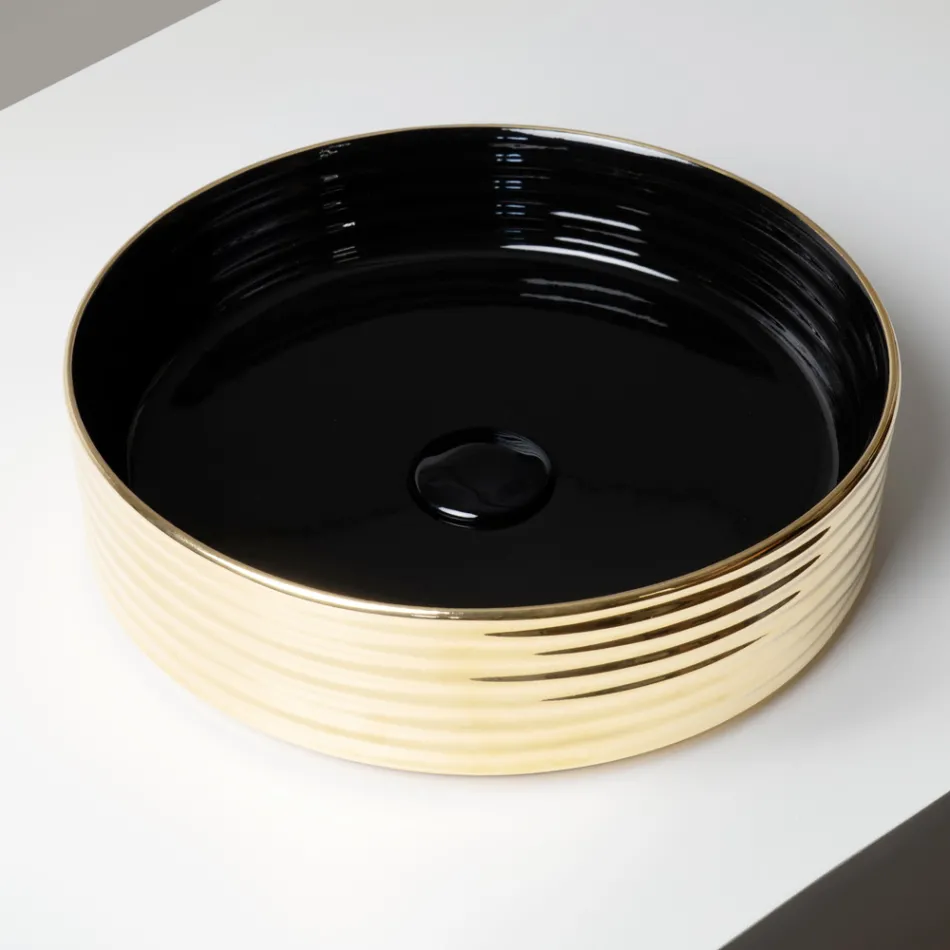 Lavaman për Banak në Qelq Porcelani të Valëzuar, Prodhuar në Itali - Vibrazione Viadurini