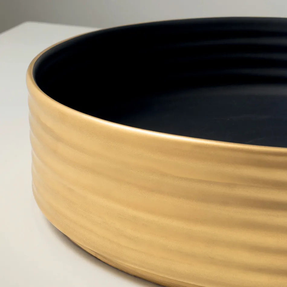 Lavaman për Banak në Qelq Porcelani të Valëzuar, Prodhuar në Itali - Vibrazione Viadurini