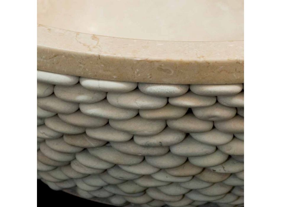 Washbasin Banjo me gurë natyral rrumbullak të bardhë Viadurini