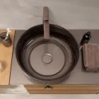 Lavaman për sipërfaqe pune prej xhami venecian të veshur me rrëshirë dhe të lyer - Excelsior Viadurini