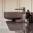 Lavaman për sipërfaqe pune prej xhami venecian të veshur me rrëshirë dhe të lyer - Excelsior Viadurini