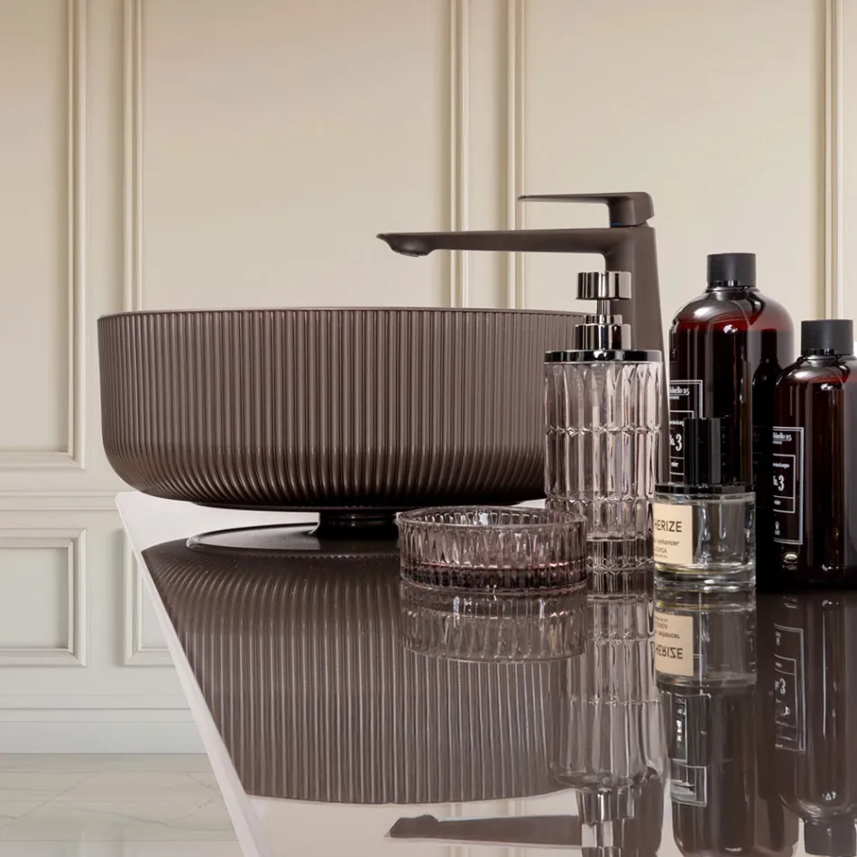 Lavaman për sipërfaqe pune prej xhami venecian të veshur me rrëshirë dhe të lyer - Excelsior Viadurini