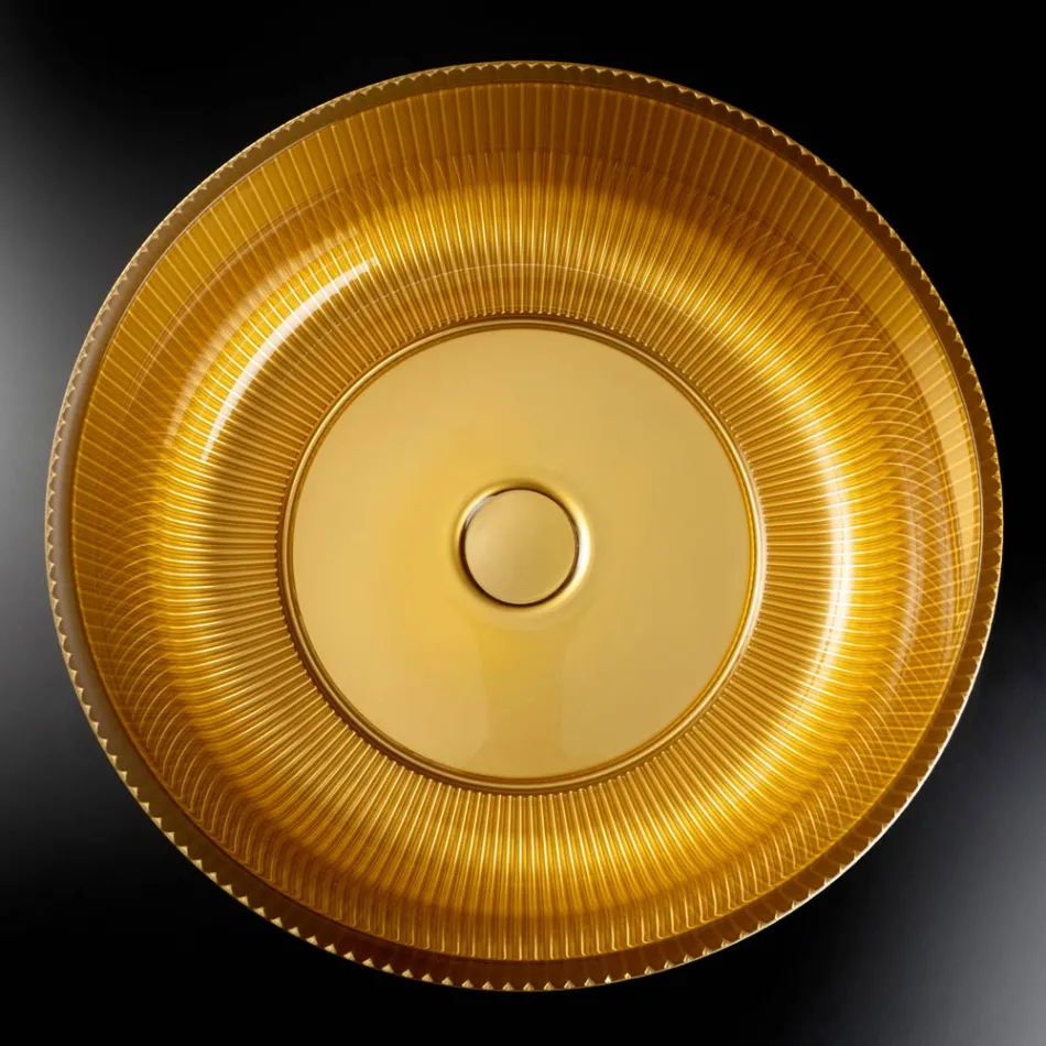 Lavaman për sipërfaqe pune prej xhami venecian të veshur me rrëshirë dhe të lyer - Excelsior Viadurini