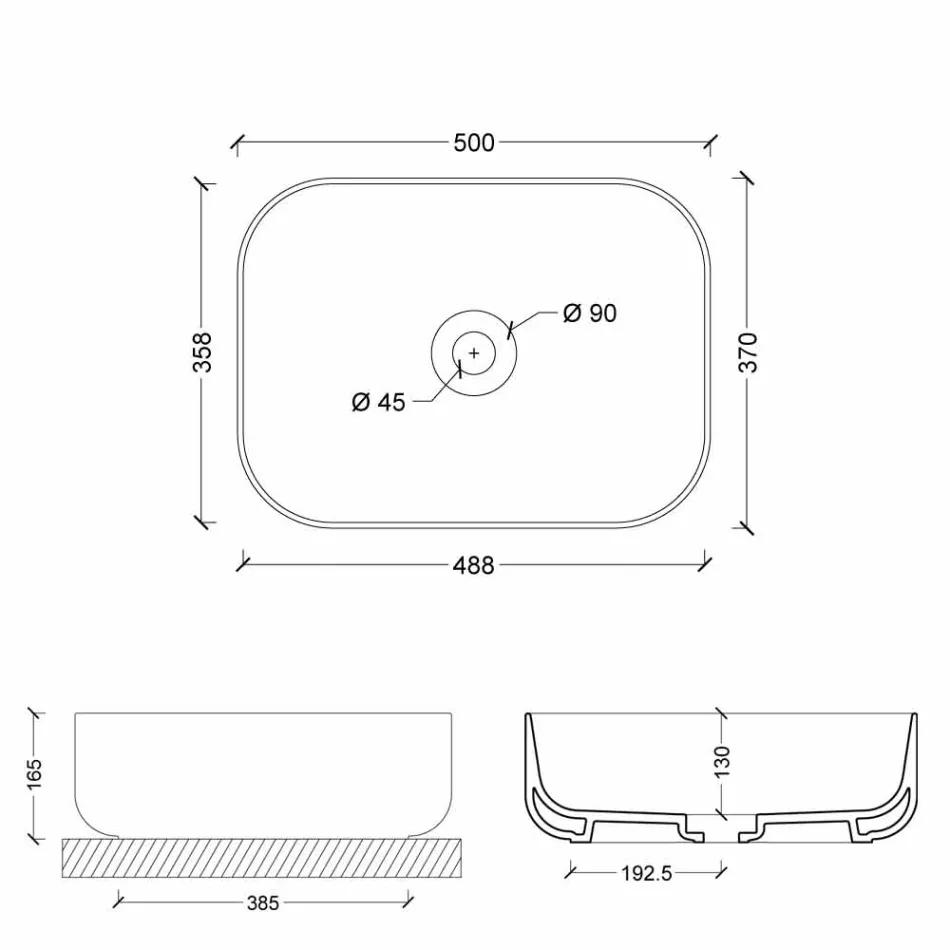 Lavaman moderne countertop në qeramikë të bardhë ose me ngjyrë Star 50x37 cm Viadurini