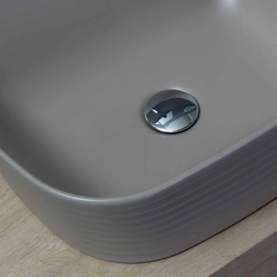 Washbasin Modern Countertop në Qeramikë të Bardhë ose me ngjyrë Trabia Viadurini