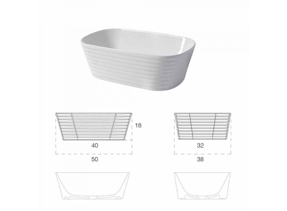 Washbasin Modern Countertop në Qeramikë të Bardhë ose me ngjyrë Trabia Viadurini