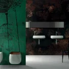 Larja e banjës së banjës moderne qeramike L 60 cm e bërë në Itali, Gaiola Viadurini