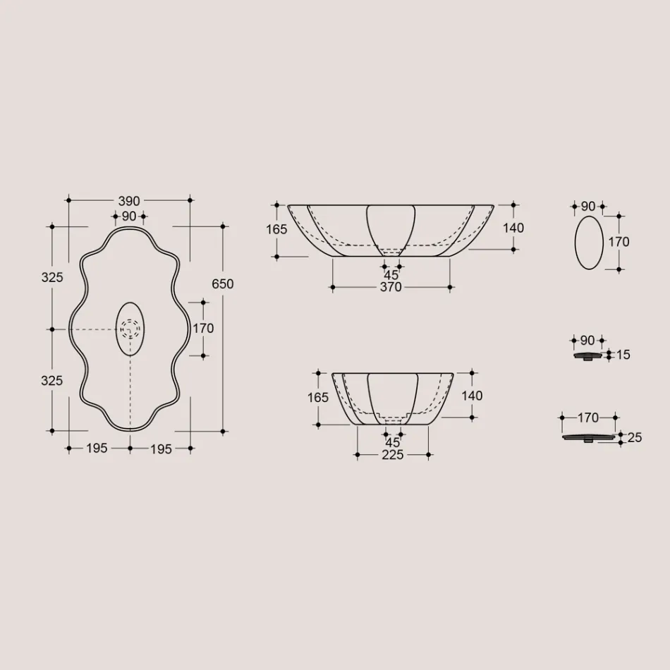 Lavaman Moderne Countertop në Qeramikë me shkëlqim Prodhuar në Itali - Kub Viadurini