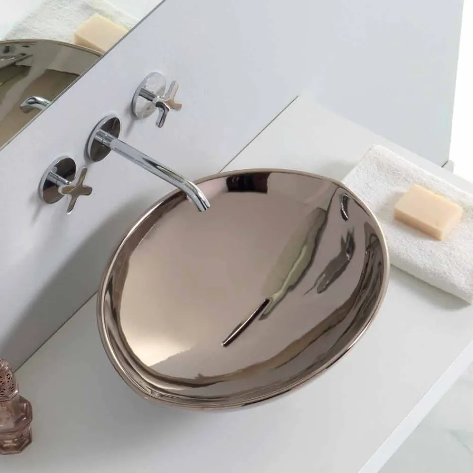 Lavaman qeramike moderne countertop e bërë në Itali Viadurini