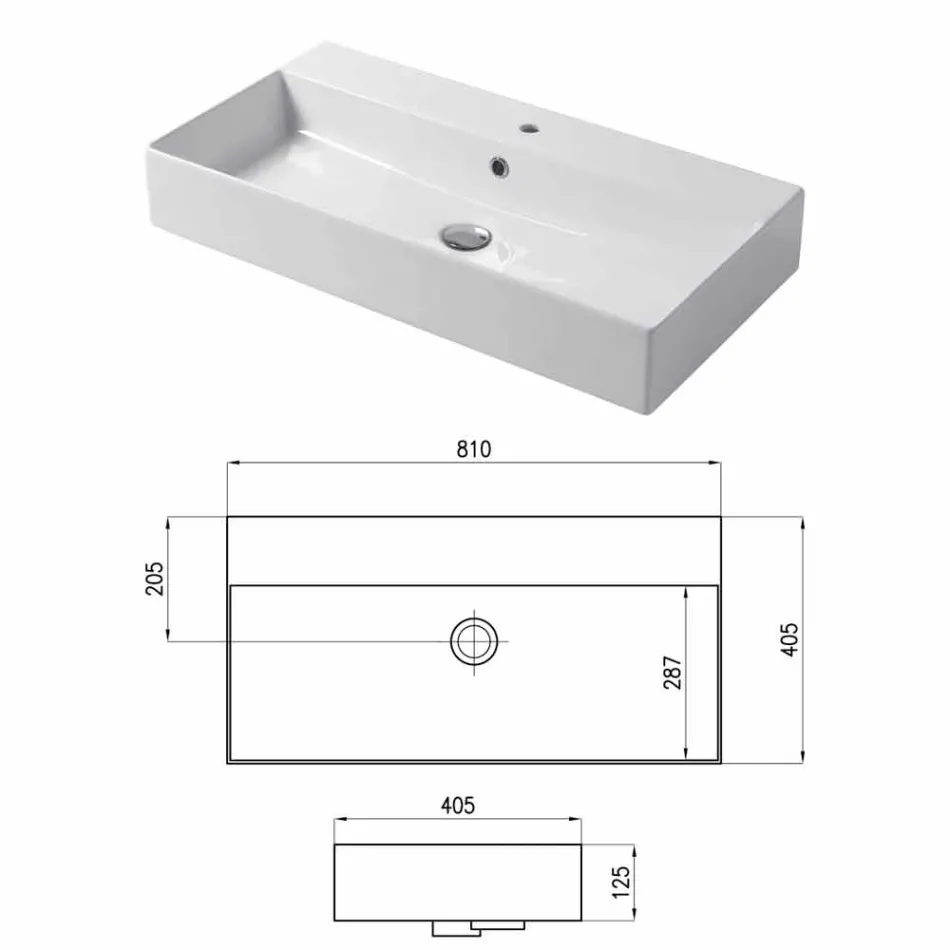 Design Countertop ose Pellgut për larje muri në Qeramikë me ngjyrë Leivi Viadurini