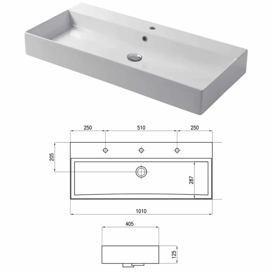 Design Countertop ose Pellgut për larje muri në Qeramikë me ngjyrë Leivi Viadurini