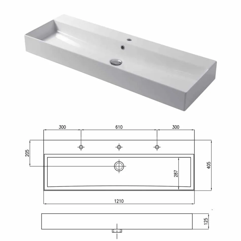 Design Countertop ose Pellgut për larje muri në Qeramikë me ngjyrë Leivi Viadurini