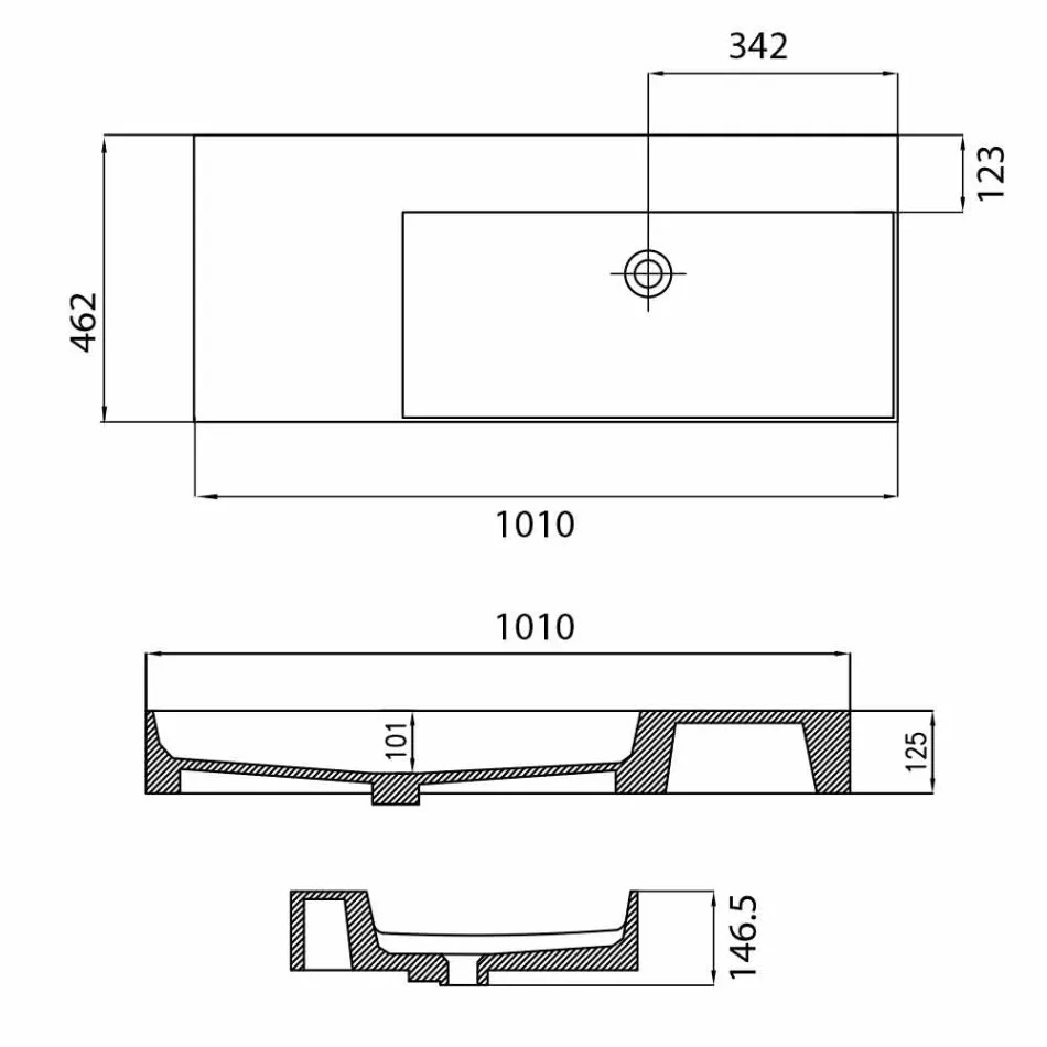 Countertop ose lavanderi i vetëm i montuar në mur në qeramikën Leivi Viadurini