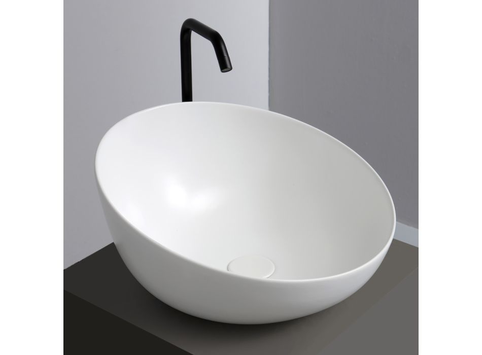 Washbasin Design Blic Countertop në Qeramikë Made in Italy - Domenico Viadurini