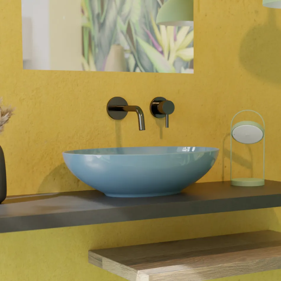 Lavaman ovale countertop në qeramikë me shkëlqim L 50 cm Made in Italy - Traget Viadurini