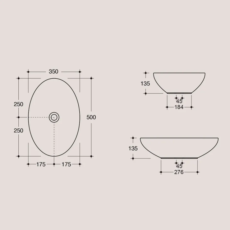 Lavaman Oval Countertop në Qeramikë me shkëlqim Prodhuar në Itali - Traget Viadurini