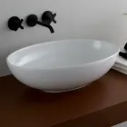Lavaman Oval Countertop në Qeramikë me shkëlqim Prodhuar në Itali - Traget Viadurini