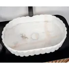 Lavaman ovale countertop për banjo E bërë nga mermeri i bardhë - Cunzite Viadurini