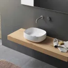 Lavaman countertop në modelin modern oval të qeramikës së bardhë - Akordimi3 Viadurini