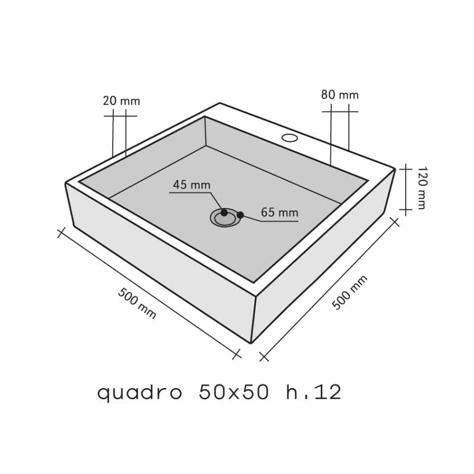 Sheshi Mbështetës i Countertop në Basalt Black Ban Viadurini
