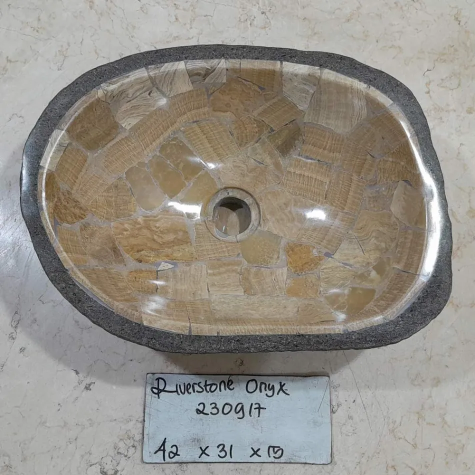 Mbajtëse banje e punuar me gur të lumit, Palata, copë unike Viadurini