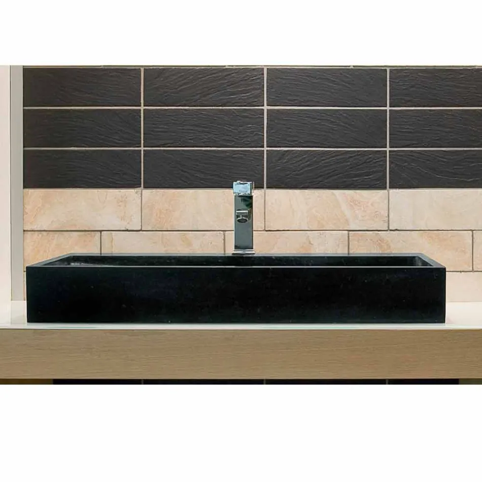 Mbështetje drejtkëndëshe Countertop në Basalt Black Chao Viadurini
