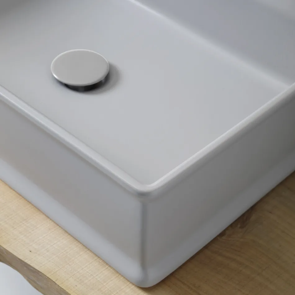 Lavaman me tavolinë drejtkëndëshe në Matt qeramike Prodhuar në Itali - Debora Viadurini