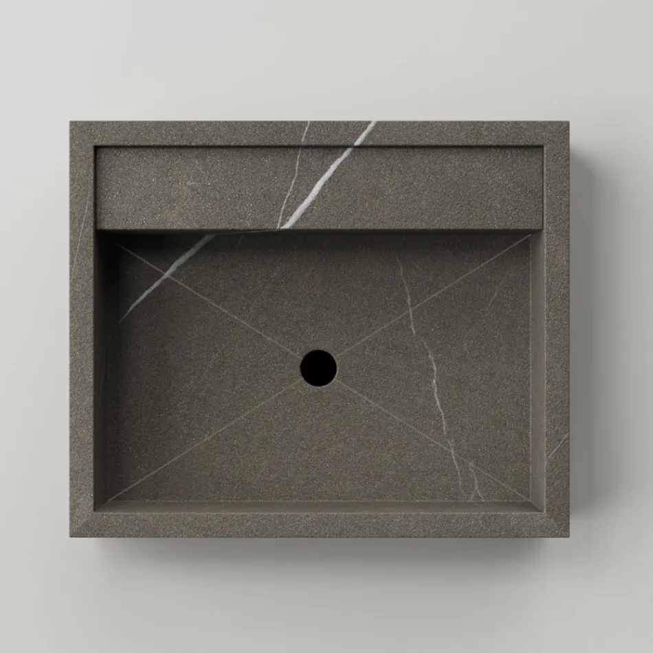 Lavaman me tavolinë drejtkëndëshe prej guri prej porcelani Prodhuar në Itali - Cervia Viadurini