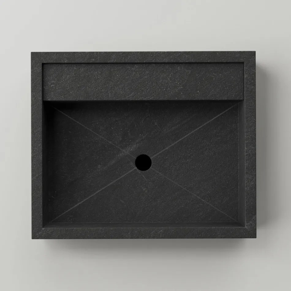 Lavaman me tavolinë drejtkëndëshe prej guri prej porcelani Prodhuar në Itali - Cervia Viadurini