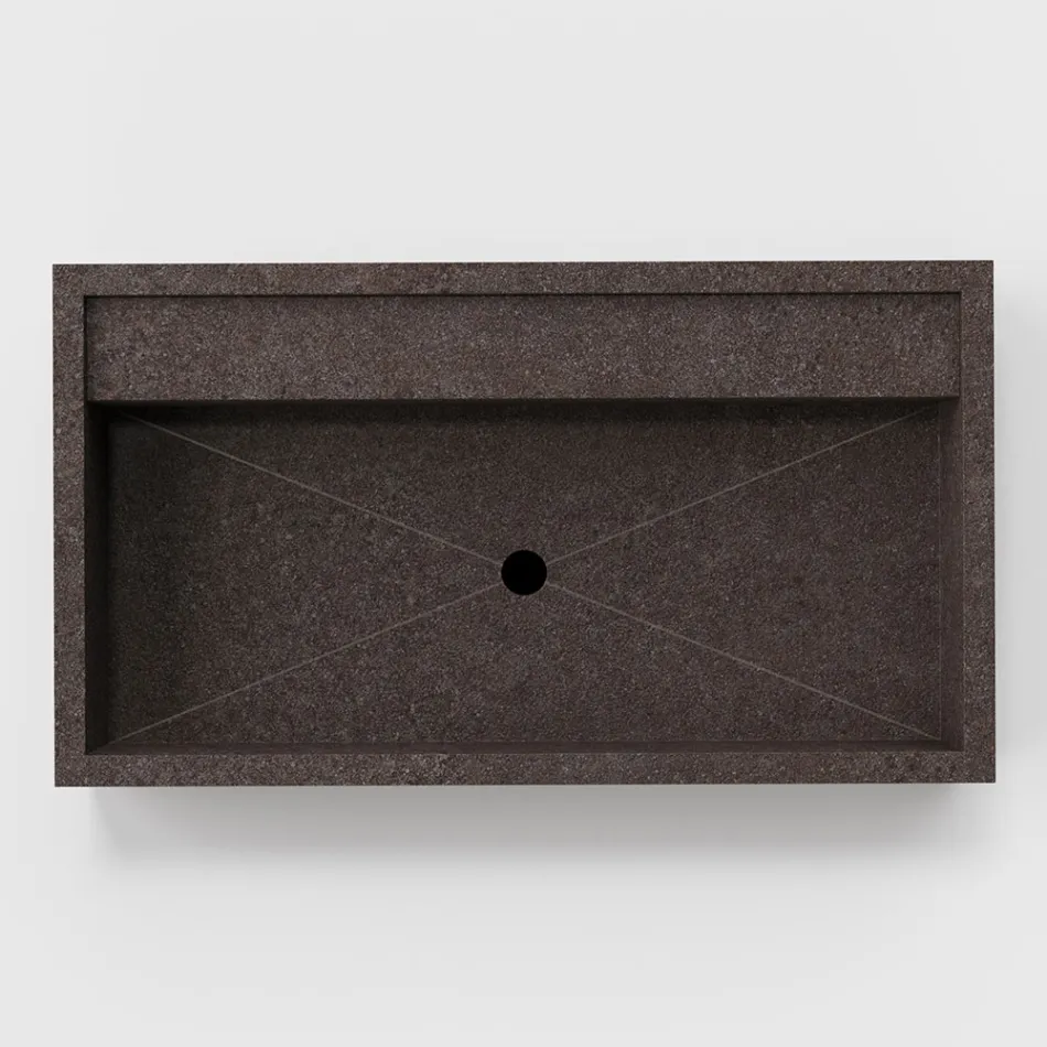 Lavaman me tavolinë drejtkëndëshe prej guri prej porcelani Prodhuar në Itali - Cervia Viadurini