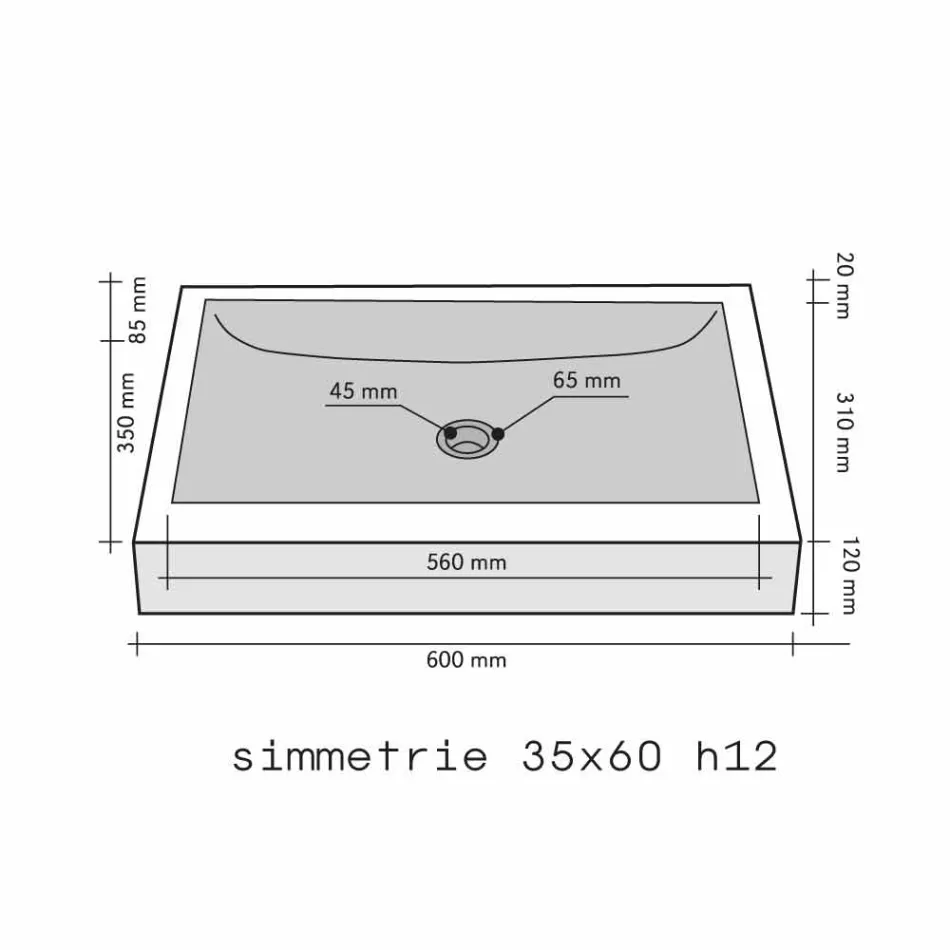 Mbështetje Countertop Guri drejtkëndor Satun natyror i zi Viadurini