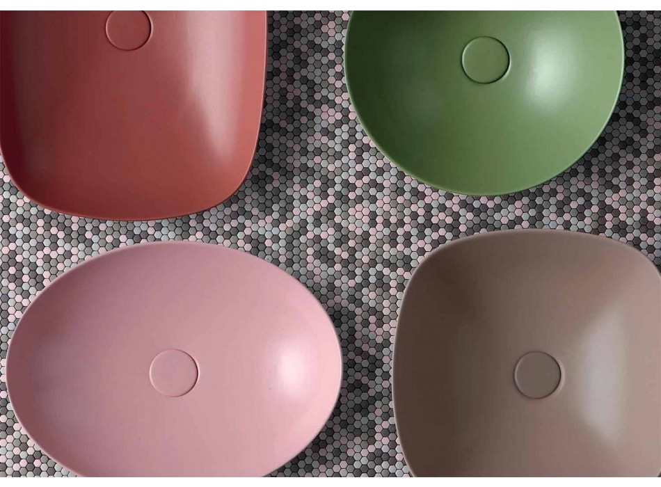 Dizajn i rrumbullakët me banjë countertop në Qeramikë Made in Italy - Zarro Viadurini