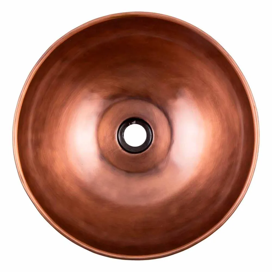 Lavaman i rrumbullakët me countertop në bakër të bërë me dorë, Murello Viadurini