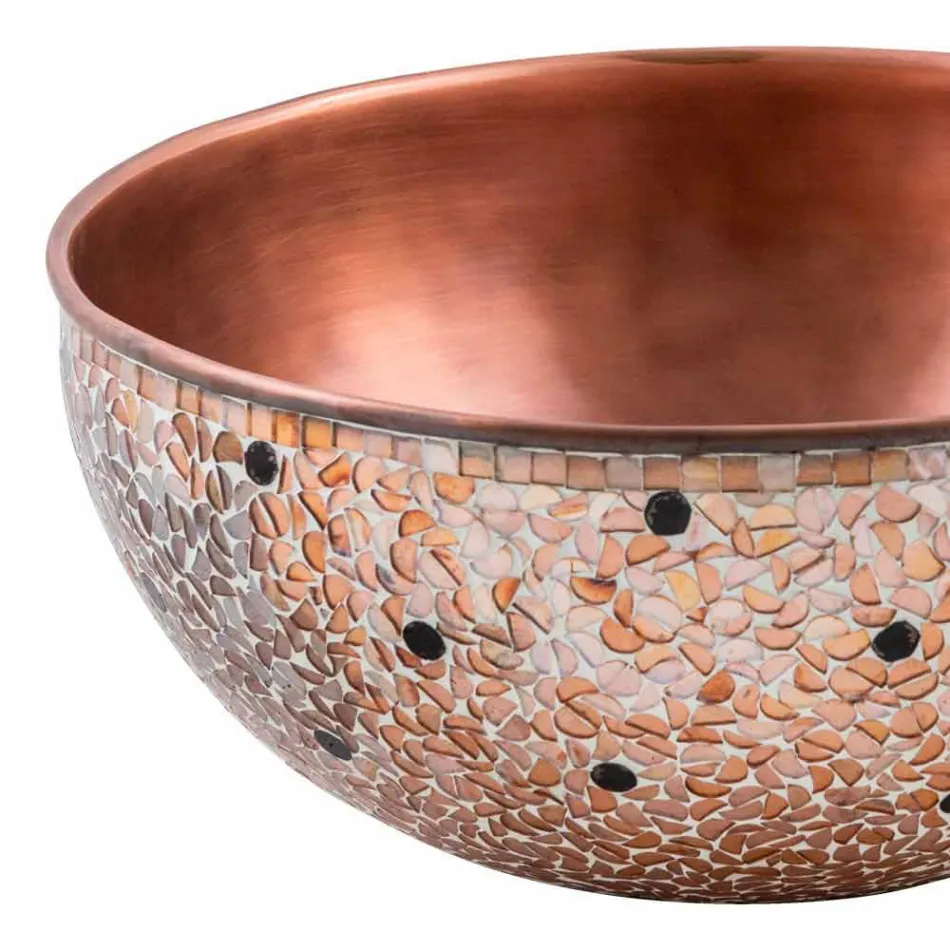 Lavaman i rrumbullakët me countertop në bakër të bërë me dorë, Murello Viadurini