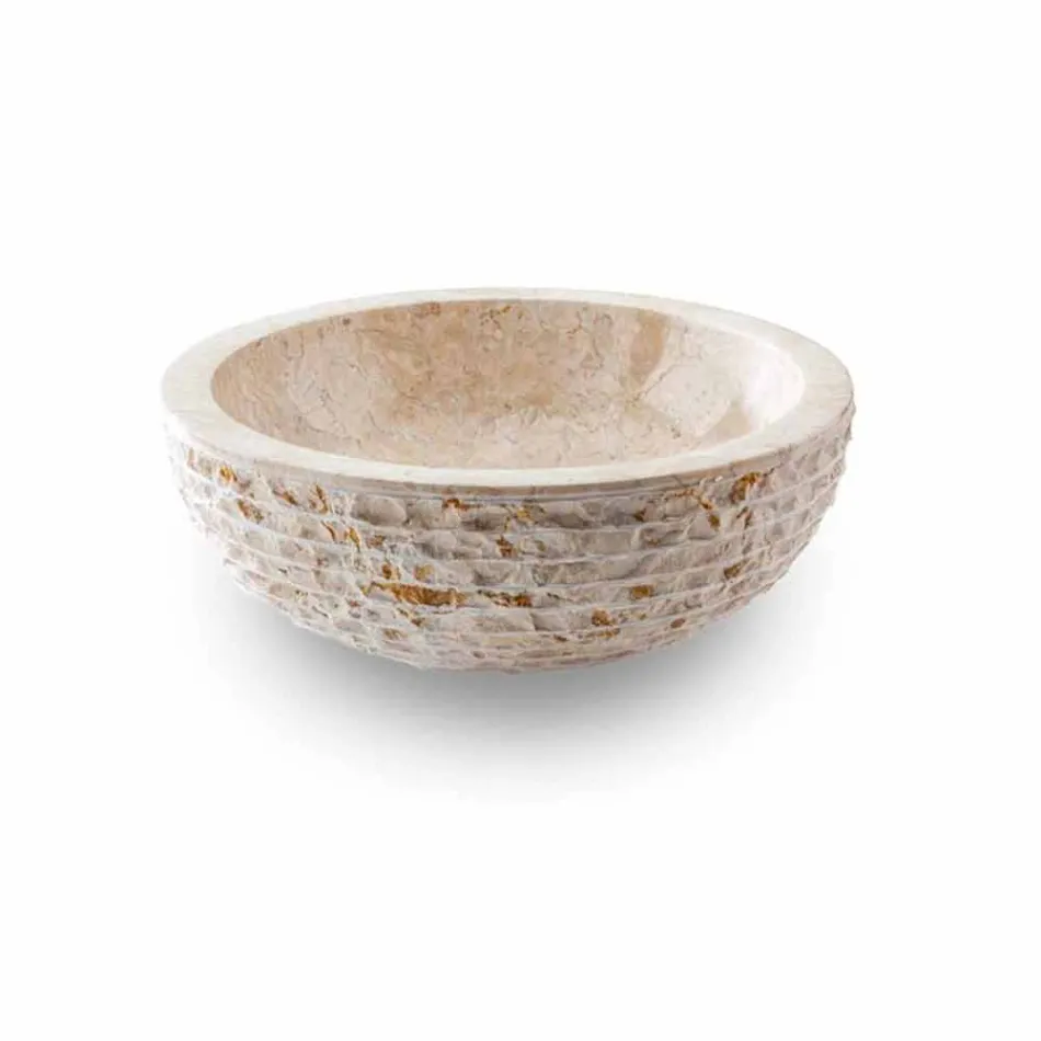 Larje e lavamanit të countertopit të punuar me dorë në mermer të bardhë - liri Viadurini