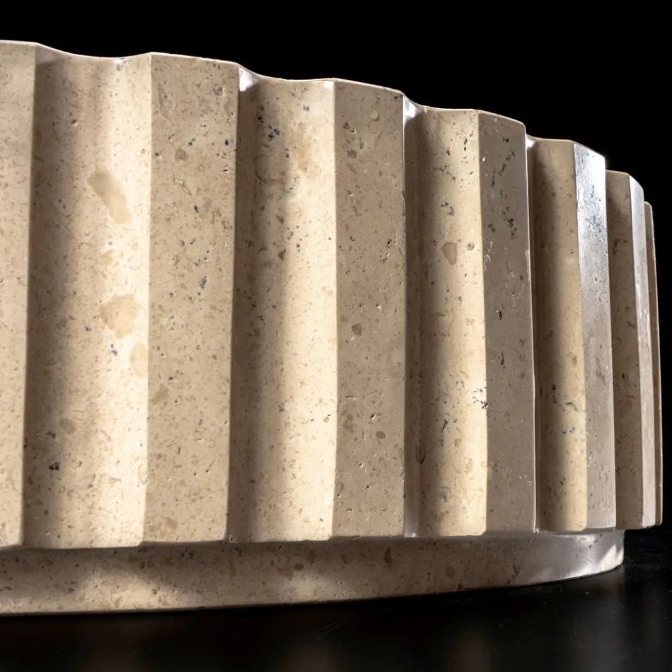 Lavaman banaku i rrumbullakët i bërë nga mermeri travertin - Cattleya Viadurini