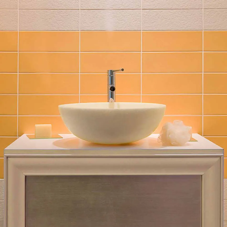 Mbështetje Countertop Round bezhë e integruar me Nusa të jashtme Viadurini