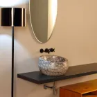 Larje banjo countertop të rrumbullakëta qeramike Caiman të bëra në Itali dizajn Elisa Viadurini