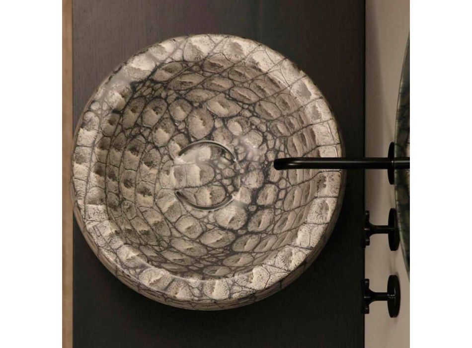 Larje banjo countertop të rrumbullakëta qeramike Caiman të bëra në Itali dizajn Elisa Viadurini