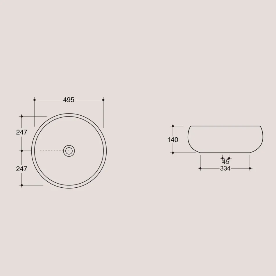 Lavaman i rrumbullakët me tavolinë në qeramikë me shkëlqim të prodhuar në Itali - Candito Viadurini