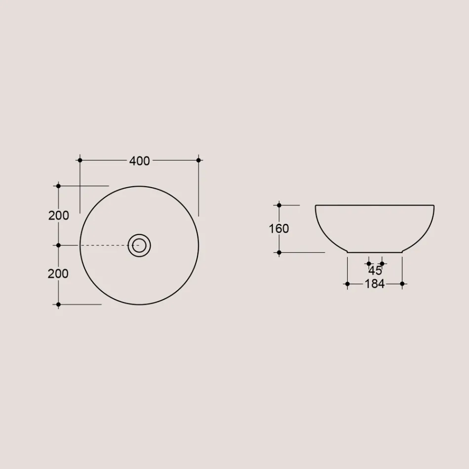 Lavaman i rrumbullakët me tavolinë në qeramikë me shkëlqim të prodhuar në Itali - Chicco Viadurini