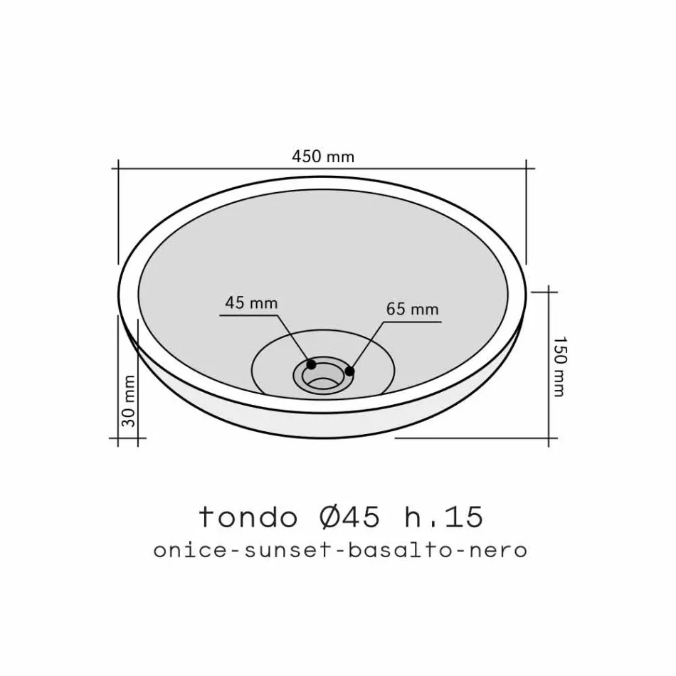 Gasva onyx raundin e rrumbullakët me countertop Viadurini