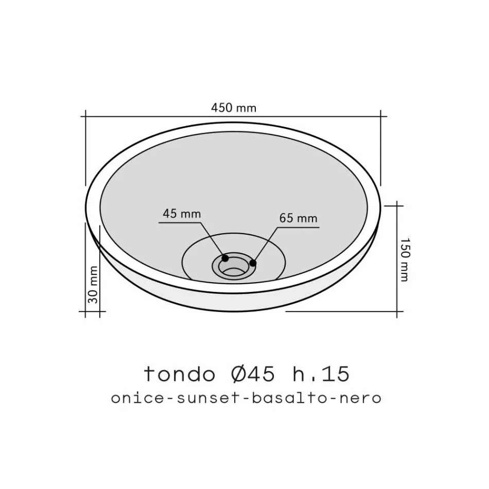Mbajtës i rrumbullakët i banjës me gurë natyral në Kari Viadurini