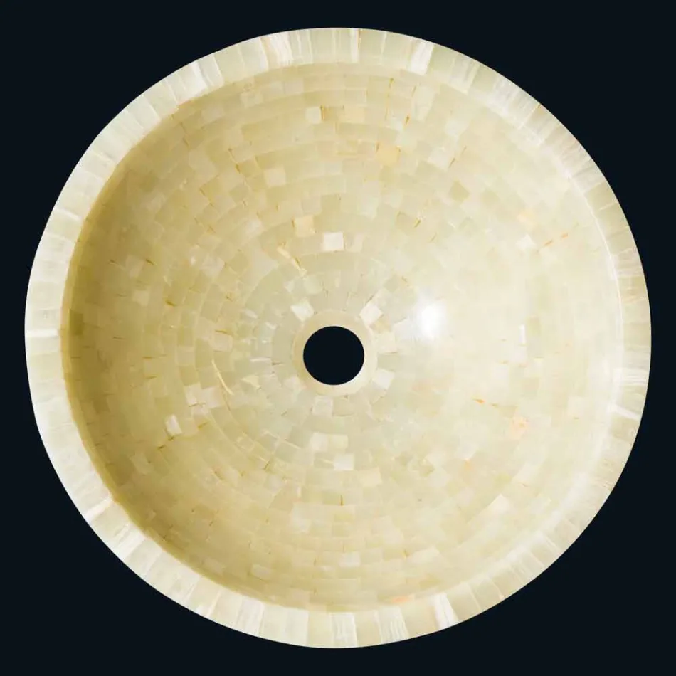 Mbajtës i rrumbullakët i countertop në gurin e oniksit të mjaltit Kilian Viadurini